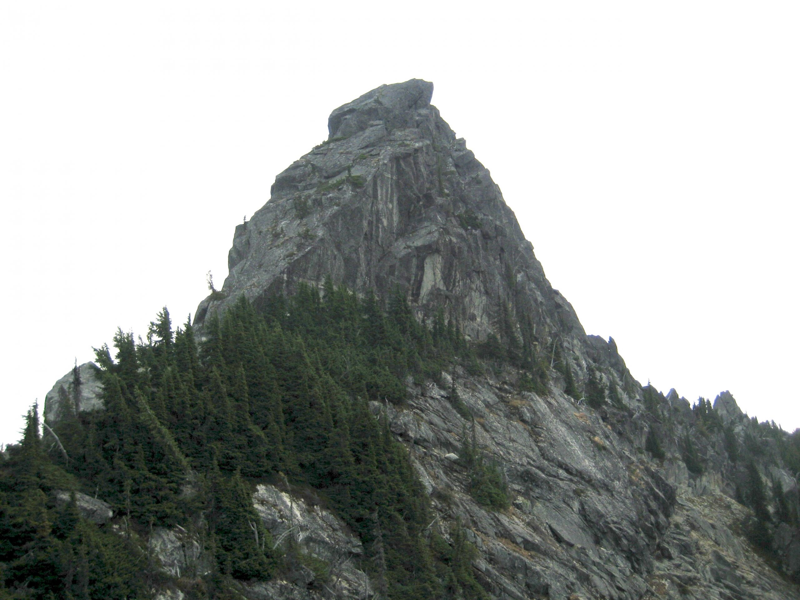 The Bulls Tooth stands above Bullseye Pass as seen during the Bullseye Traverse