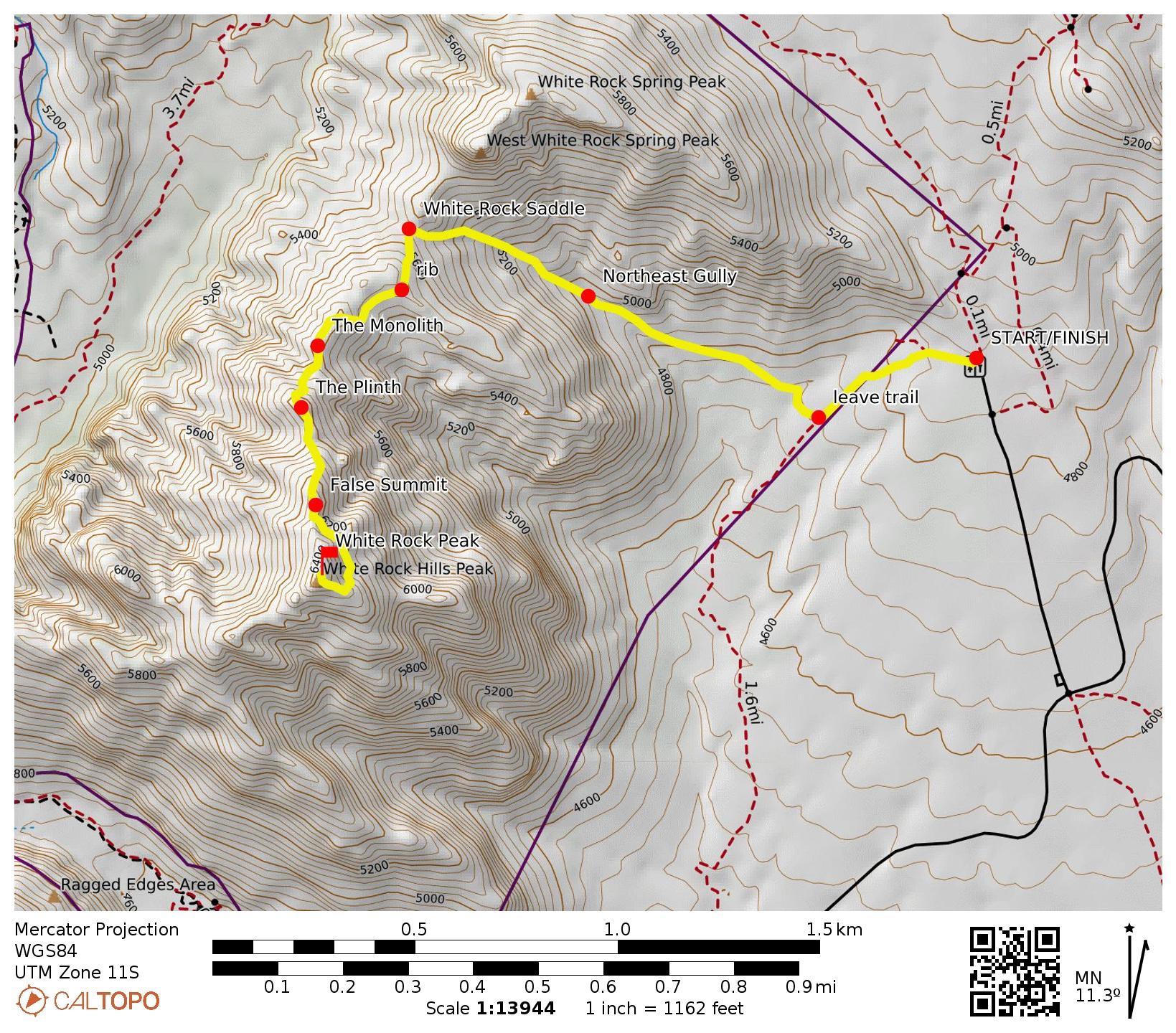 White Rock Peak via Northeast Gully—North Ridge—Upper Southeast Ridge ...